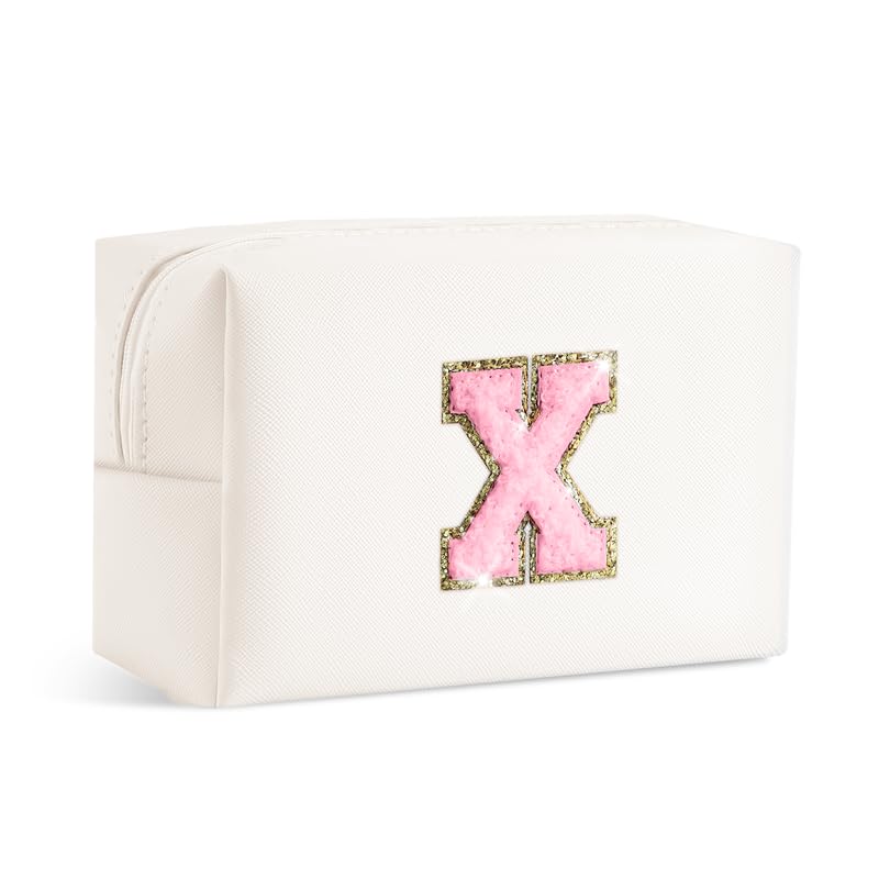 SEFORICO Small Makeup Bags for Women - Waterproof Leather Cosmetic Bag A-Z Personalized Bag Portable Travel Women's Purse Girls Gifts