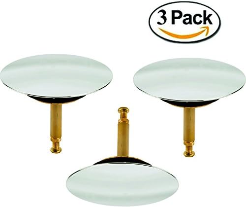 75mm Bath Bathroom Bathtub Drain Hole Sink Drainage Blanking Plug Cover Plate Disk Valve Cone Chrome-Plated 3 Pack
