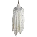 Anna-Kaci Women Oversize Hand Beaded Fringed Sequin Evening Shawl Wrap Cover Up Anna-Kaci Women Oversize Hand Beaded Fringed Sequin Evening Shawl Wrap Cover Up