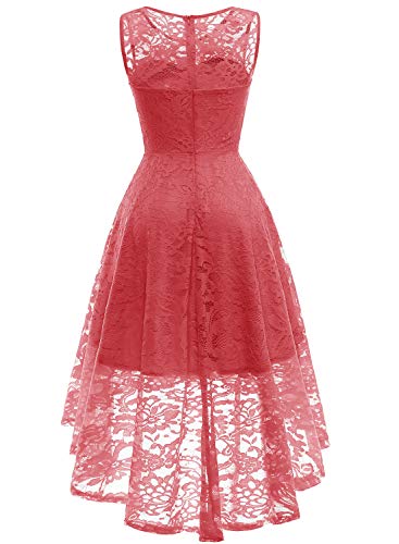 MuaDress-Vintage-Cocktail-Vestiti-Elegante-Donna-Hi-Lo-Fiore-Pizzo