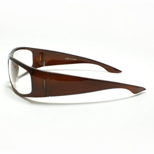 Mens Biker Eyeglasses Clear Lens Motorcycle Riding Glasses Brown