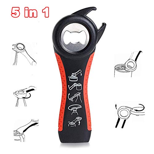 MAEXUS 6 in 1 Multi Opener Jar Opener, 5 in 1 Bottle Can Opener Set, Seal Soda Lid Twist Grips with Instructions, Jar Opener for Chef Kids Kitchen Holiday Party Father's Day Gift