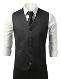 Brand Q 3pc Men's Dress Vest NeckTie Pocket Square Set for Suit or Tuxedo