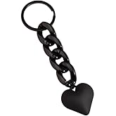 LannuMet 1PCS Heart Keychain for Women and Men, Cute Black Acrylic Key Ring for Car Keys, Handbags, Backpacks and Purses