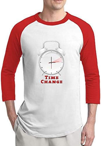 Pingquchan Time Change Mens 3/4 Raglan Sleeve Athletic Shirts Casual Tees For Men Baseball T-Shirt L Red