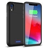 Battery Case for iPhone Xr, 5500mAh Conqto Portable Protective Power Charging Case Compatible with iPhone Xr(6.1 inch) Rechargeable Extended Battery Charger Case Power Bank Charging Case Cover-Black