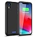 Battery Case for iPhone Xr, 5500mAh Conqto Portable Protective Power Charging Case Compatible with iPhone Xr(6.1 inch) Rechargeable Extended Battery Charger Case Power Bank Charging Case Cover-Black