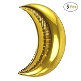 Simple polymer 36" Large Moon Balloons Foil Balloons Mylar Balloons for Party Decoration, Pack of 5 (Gold)
