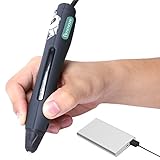 BEST INTELLIGENT 3D PRINTING PEN FOR PLA, 140 STENCILS and 2 PLA Rolls Included, For Drawing Doodling Modelling & Arts & Crafts Making, Promotes Creativity & Spacial Thinking by Ammaze, Grey Black
