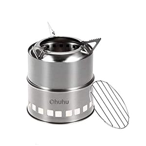 Ohuhu Camping Stove Ohuhu Stainless Steel Backpacking Stove Potable Wood Burning Stoves for Picnic BBQ Camp Hiking with…