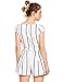 Romwe Women's Casual Vertical Striped Jumpsuit Romper with Belt White S