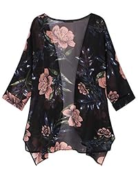 Ckuvysq - Cárdigan de gasa suelta de media manga para mujer