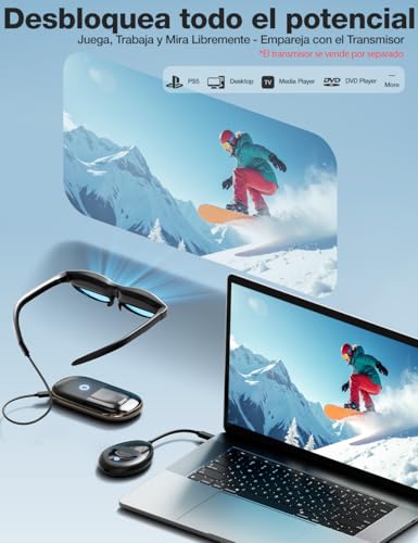 AIMIBO 2026 Wireless HDMI Transmitter and Receiver with 5000mAh Battery, Dual HDMI and USB-C Ports in TX and RX, 4K Decodif, 1080P@60Hz Range 50m for Smartphone Tablet Laptop to Glasses AR TV Projector