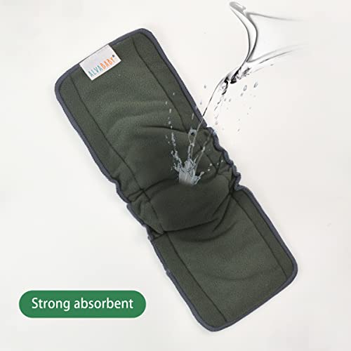 ALVABABY Reusable 5 Layers 12 Pack Inserts with Gussets for Baby Cloth Diaper and Cloth Diapers Covers 12FLN