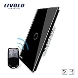 LIVOLO Black Wireless Remote Switch with LED Indicator US Standard Vertical 1 Gang 2 Way Wall Light Switch,AC 110-220V,(With a Mini Remote, But No Battery 27A/12V), VL-C501SR-12