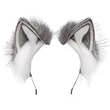 BNLIDES Handmade Fur Fox Wolf Cat Ears Headwear