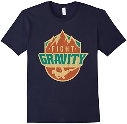 Men's Mountain Wall Rock Climbing T-shirt | Vintage Fight Gravity Large Navy