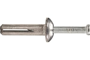 Powers Fastening Innovations 02804 1/4-Inch by 3-Inch Mushroom Head Zamac Nailing with Carbon Steel Nail , 100 Per Box