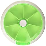PuTwo 7 Day Round Pill Box Tray Medicine/Vitamins Storage Container/Dispenser, Green, 4.2 Ounce