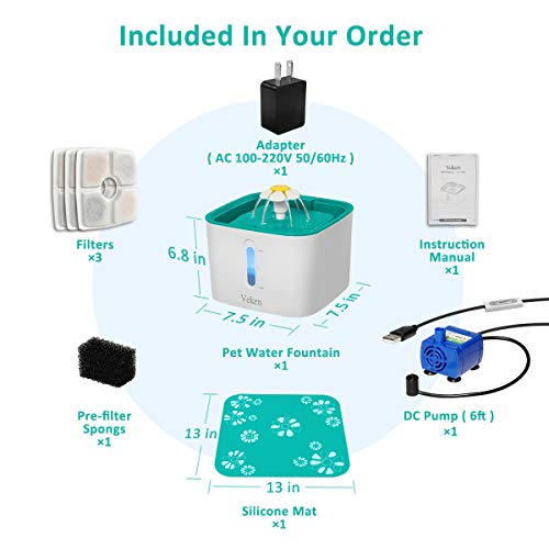 Veken Cat Water Fountain, 84oz Automatic Pet Water Fountain Dog Water