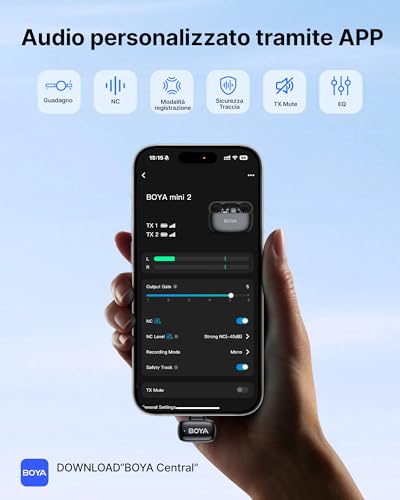 BOYA MINI 2 Microphone for iPhone 15/16/17, Android, Wireless Microphone, 5g, 48kHz/24Bit, 100m, Lavalier USB-C Microphones, 30 Hours, Wireless Microphones for Social Video, Vlogging, YouTube, Streaming