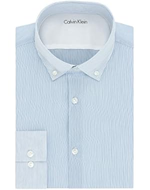 Calvin Klein Men's Stretch Xtreme Slim Fit Stripe Buttondown Collar Dress Shirt