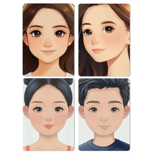 DELORIGIN 4pcs Face Painting Practice Board Kits A4 Reusable Makeup Paint Practice Board Facial Painting Excersize Template Stage Make-up Look Designs Tool Paint Supplies for Makeup Beginner