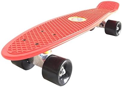 Retro Skateboard Cruiser EE Skateboard Complete Deck 22/27 Mini Plastic (Red/Black, 27")