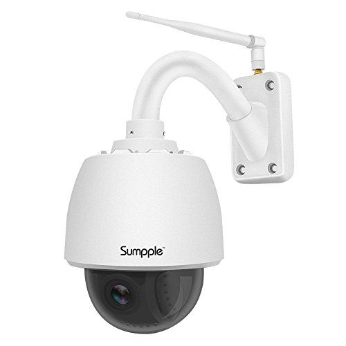 Sumpple WiFi Wireless PTZ Outdoor Security Video Network IP Camera 960P 4X Optical Zoom Motion Sensor Activated Built-in 4G SD Card IP66 Waterproof Night Vision Up to 98ft, Work for IOS, Android or PC