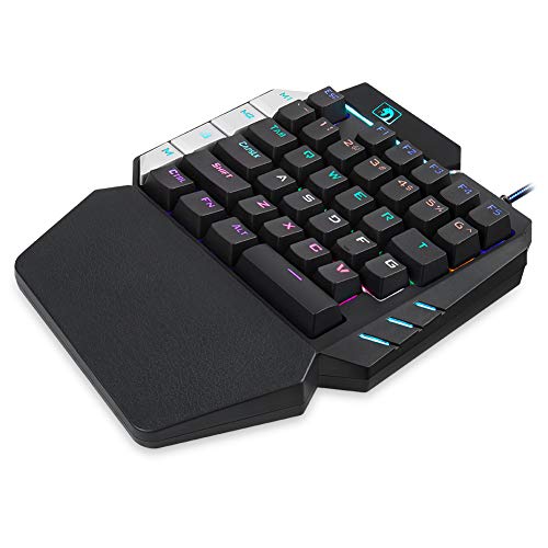 FELICON Single Hand Mechanical Gaming Keyboard Rainbow LED Backlit Blue Switch Wired USB 38 Keys Gamer One Hand Keyboard Ergonomic for Computer Laptop PC …