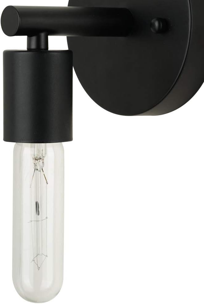  Brand – Rivet Mid-Century Modern Wall Sconce with Novelty Bulb, 5.25"H, Matte Black - - 