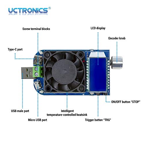 UCTRONICS Electronic USB Load Tester, Adjustable Discharge Resistor Module 35W, Test and Trigger QC2 - //medicalbooks.filipinodoctors.org