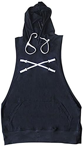 Mens Sleeveless Muscle Hoodie | Bodybuilding Racerback Singlet Stringer Vest Jacket Gym