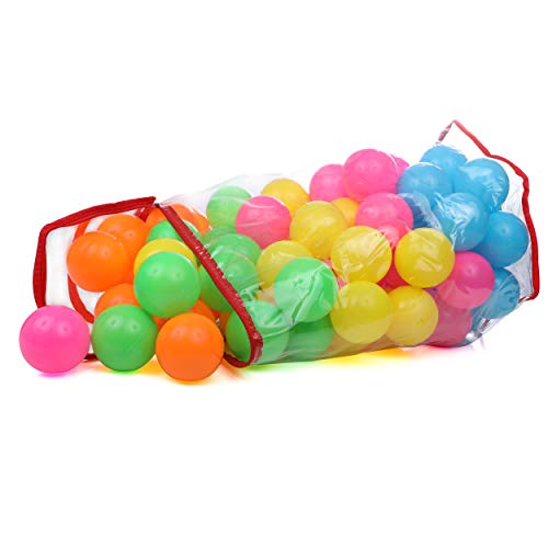 High Bounce 90 Crush Proof Plastic Balls for Ball Pits, Tents and Playhouses; 5 Assorted Colors and Storage Bag - Thumbnail 3