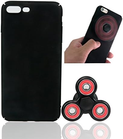 HanTop Ultra Light Full Body Coverage Plastic Matte Phone Case with Durable High Speed Fidget Spinner for iPhone 7 Plus (Black)