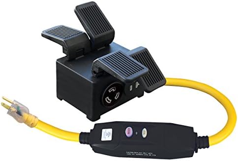 Voltec 04-00108 Quad Box Adapter-12/3 STW 3' Yellow w/Black 20A GFCI, Black NEMA 3R Box, 5-15P to (x2) 5-20R (x2) L5-20R