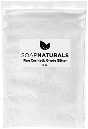 Cosmetic Grade Glitter for Bath Bombs - Safe for Skin FDA Approved, Bulk 1/2 Pound 8 Ounce | Medium Fine, Iridescent Shimmer | Professional Wholesale Soap Making Supplies (Iridescent Super Sparkle)