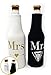 Mr. & Mrs. Beer Bottle Cooler Sleeves Black & White Gift Set 2 Pack - Perfect for Wedding, Bridal Shower, Engagement Party & So Much More.