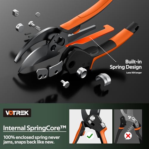 VOTREK® 8.5" Garden Secateurs for Weak Hands, Professional Bypass Pruner | Patented Stepless Handle, Japanese SK5 Blades, Heavy Duty Pruning Shears, Gardening Scissors for Grass, Branches & Stems