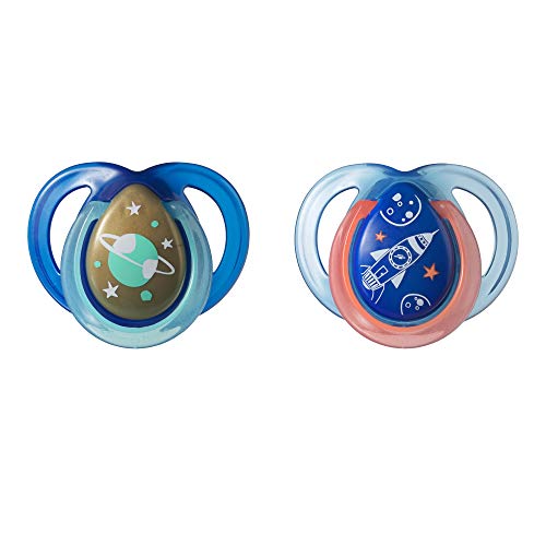 Tommee Tippee Night Time Glow in The Dark Pacifiers, Symmetrical Design