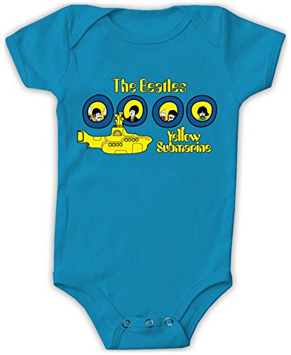 Beatles Yellow Submarine Portholes Baby Romper - Blue (12 months)