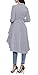 Annflat Women's Button Up Long Sleeve Asymmetrical Hem Belt Striped Shirt Blouse Tops Small Grey