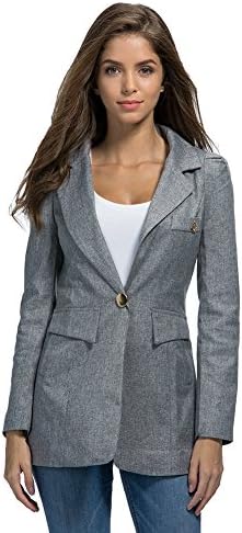 SiYuan Womens Classic Work Office Blazer Exquisite One Button Long Sleeve Jacket US 8/Asian 3XL Gray 0661