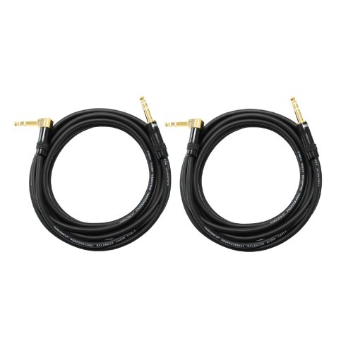 Audio2000's C26012P2 12 Ft 1/4" TRS Right Angle to 1/4" TRS Cable (2 Pack)