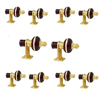 Grownix Curtain Finials with Supports - Pack of 10 Pcs (Finials 5 Pair,) (Maroon)