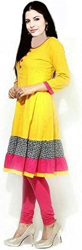 HF Entprise Women's Fancy Mix Cotton Kurti Free Size Yellow