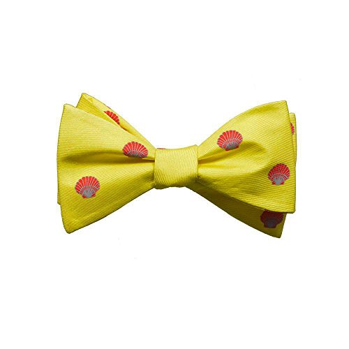 SummerTies Sea Shell Bow Tie - Red, Printed Silk, Adult Tie Yourself Bow Tie