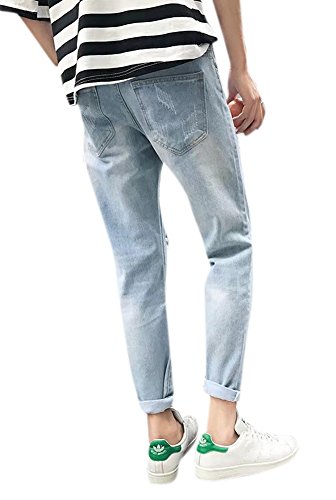 Distressed Embroidery Raw-Hem Slim-Leg Jeans Distressed Embroidery Raw-Hem Slim-Leg Jeans