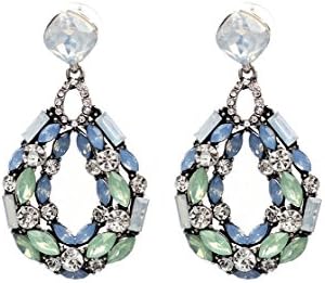 High-end Alloy Based Vintage Chic Party-Wear Jhumkas (Bali Bohemia Drop Dangle) Earrings for Women (Blue-Green)