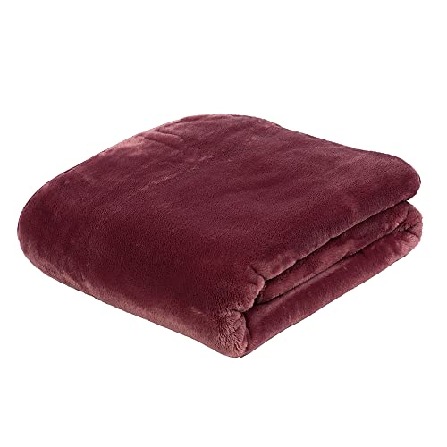 Gözze - Premium Cashmere-Feeling Wohn- und Kuscheldecke, 500 g/m², 220 x 240 cm - Beere